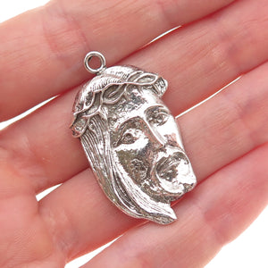 925 Sterling Silver Vintage Jesus Oxidized Charm Pendant