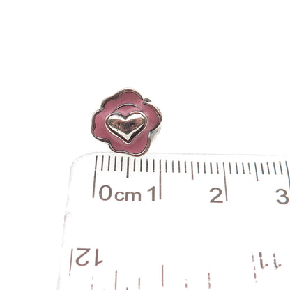 Chamilia 925 Sterling Silver Enamel Mom Rose Flower Slide Bead Charm
