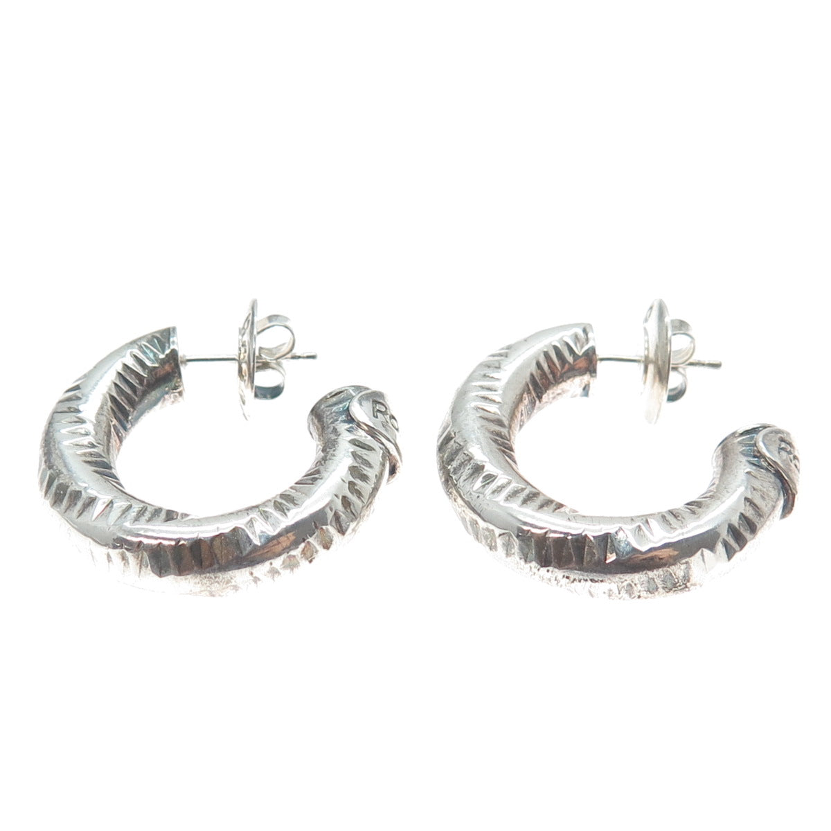 ROSATO 925 Sterling Silver Vintage Italy Oxidized Half Hoop Earrings