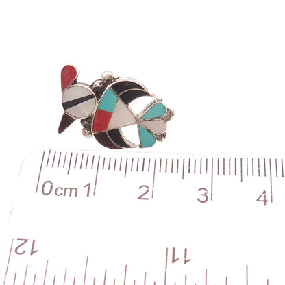 Edison Largo Navajo Old Pawn Sterling Vintage Multi-Gem Thunderbird Lapel Pin