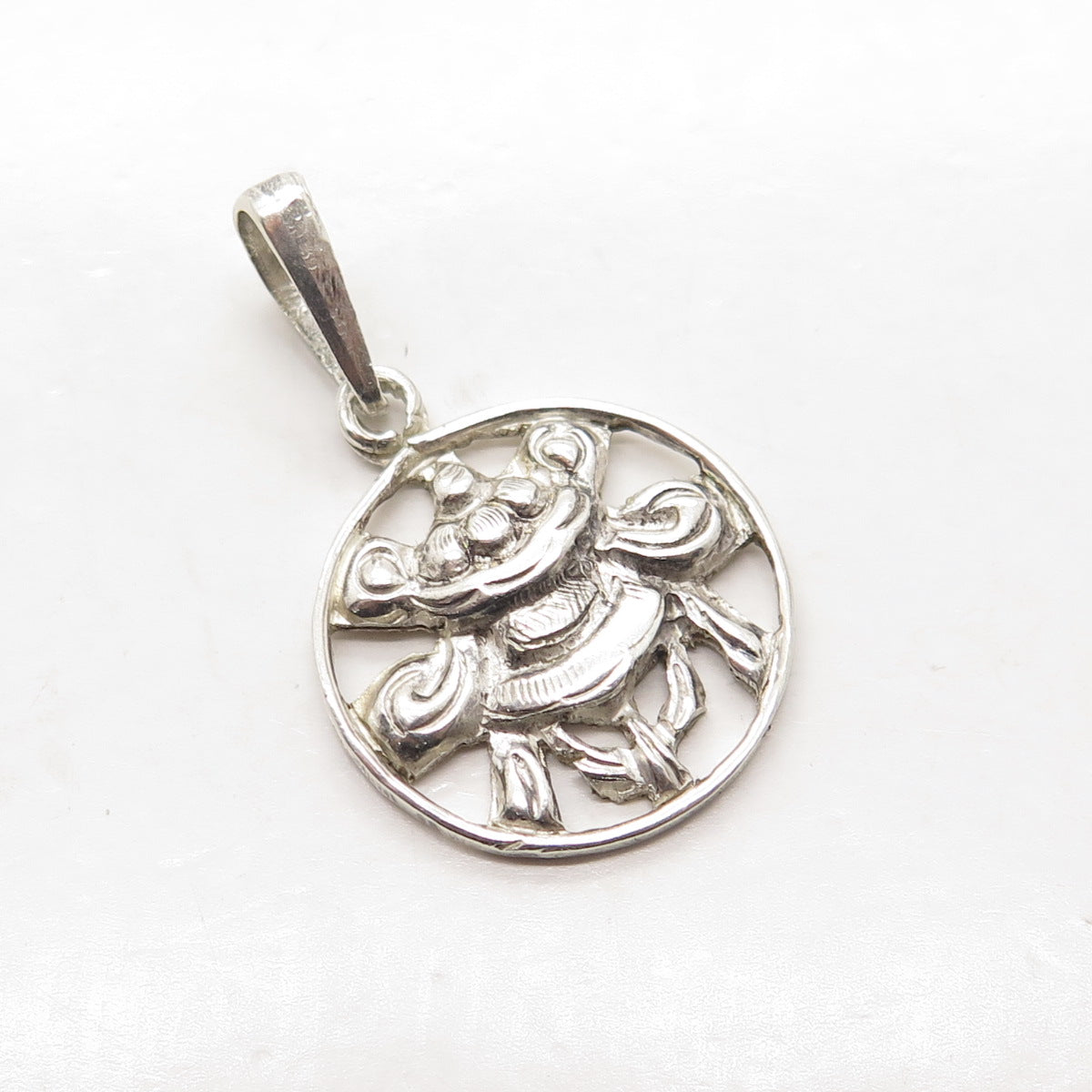 925 Sterling Silver Vintage Beetle Symbol Pendant