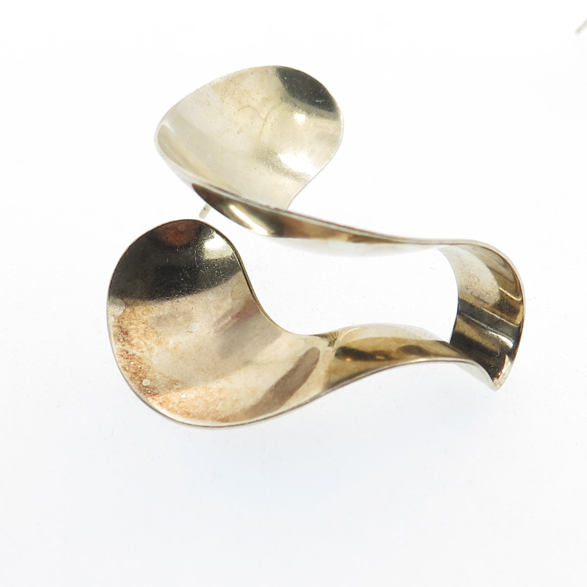 Patricia Daunis 925 Sterling Silver Gold Plated Vintage 1985 Modernist Earrings