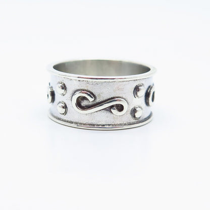 925 Sterling Silver Vintage GGC Tribal Band Ring Size 7.5