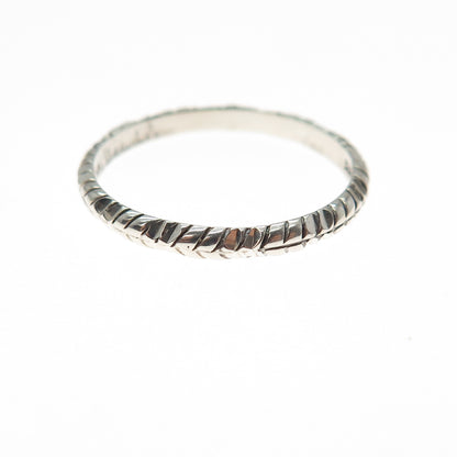 NEVADA 925 Sterling Silver Vintage Wheat Stackable Band Ring Size 7.25