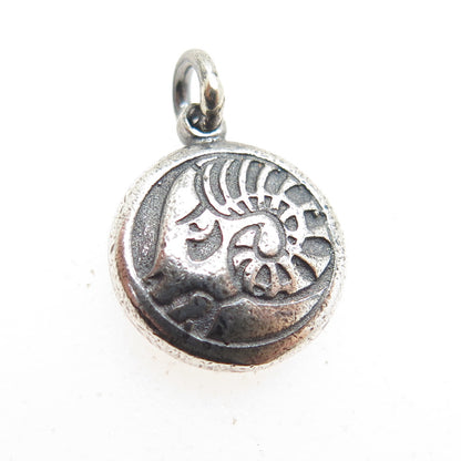 925 Sterling Silver Vintage Aries Zodiac & Rat Chinese Horoscope Mini Pendant