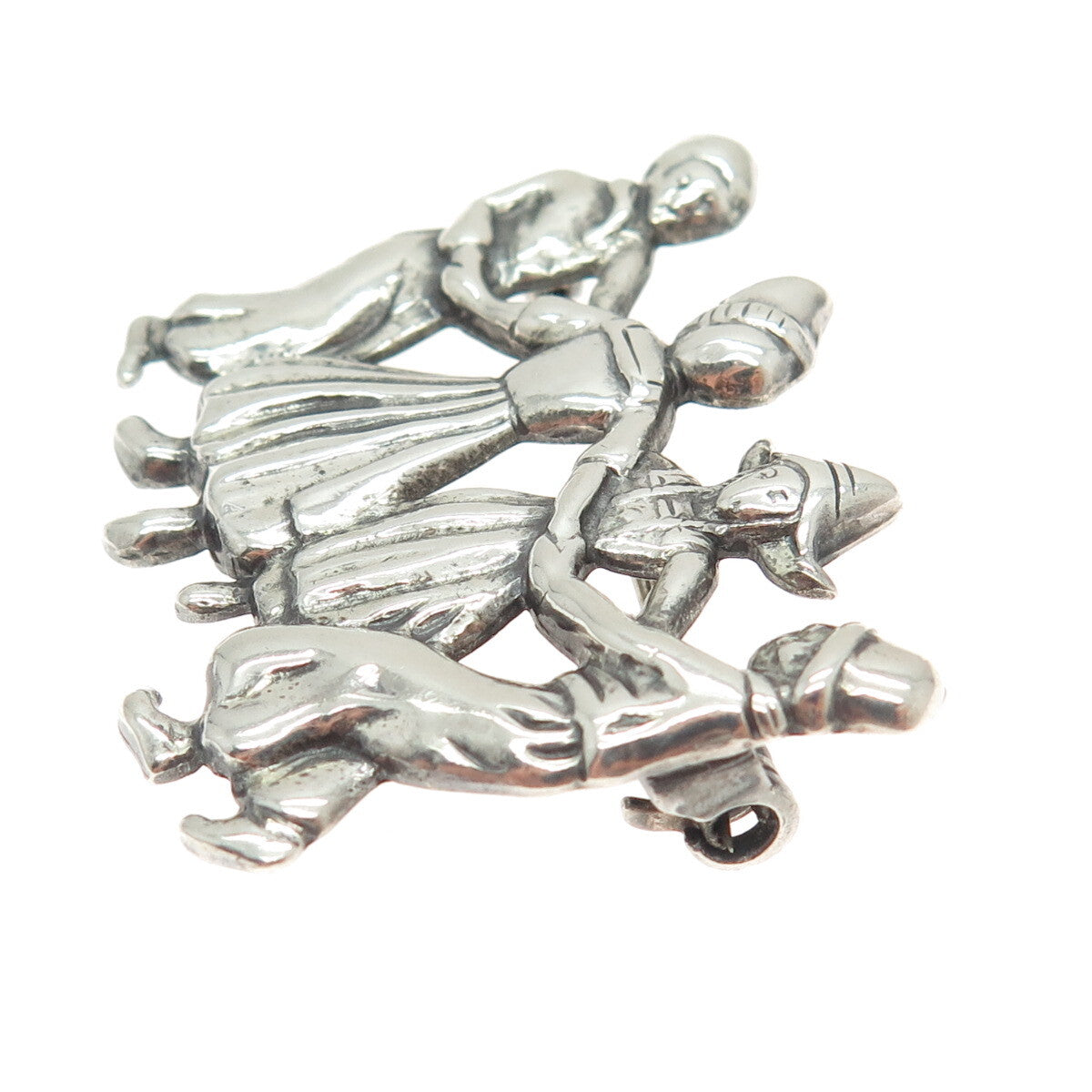 925 Sterling Silver Antique Art Deco Dutch Dancer Repousse Pin Brooch