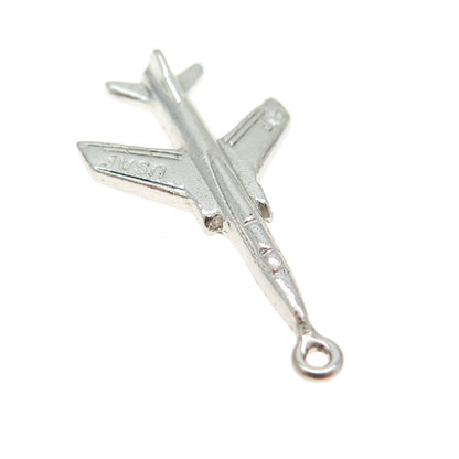 925 Sterling Silver Vintage US Air Force Fighter Jet Charm Pendant