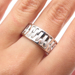 NEOS 925 Sterling Silver Textured Sewing Stitches Band Ring Size 10.25