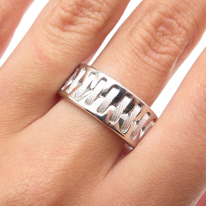 NEOS 925 Sterling Silver Textured Sewing Stitches Band Ring Size 10.25