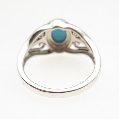 D'Joy 925 Sterling Silver Real Turquoise Heart Oxidized Ring Size 8.25