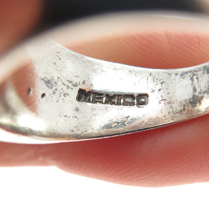 925 Sterling Silver Vintage Mexico Modernist Ribbed Oxidized Ring Size 8