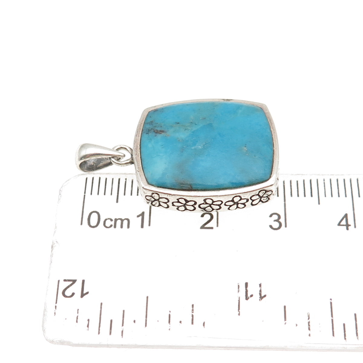 BOMA 925 Sterling Silver Vintage Real Morenci Turquoise Charm Pendant