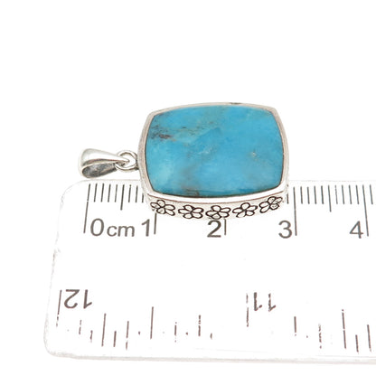 BOMA 925 Sterling Silver Vintage Real Morenci Turquoise Charm Pendant