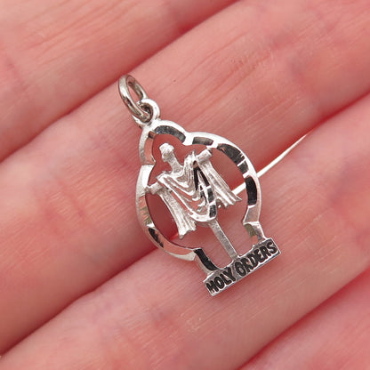 925 Sterling Silver Vintage Cross Holy Orders Mini Charm Pendant