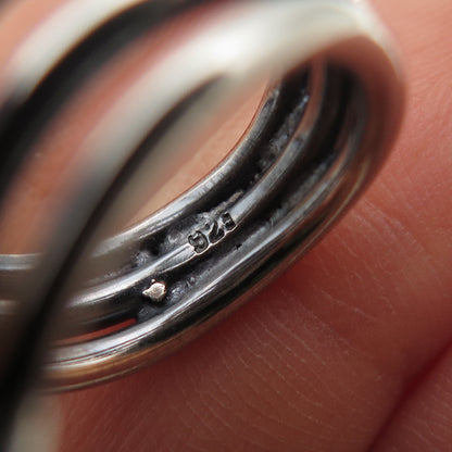 925 Sterling Silver Vintage Modernist Bypass Oxidized Adjustable Ring Size 6.5