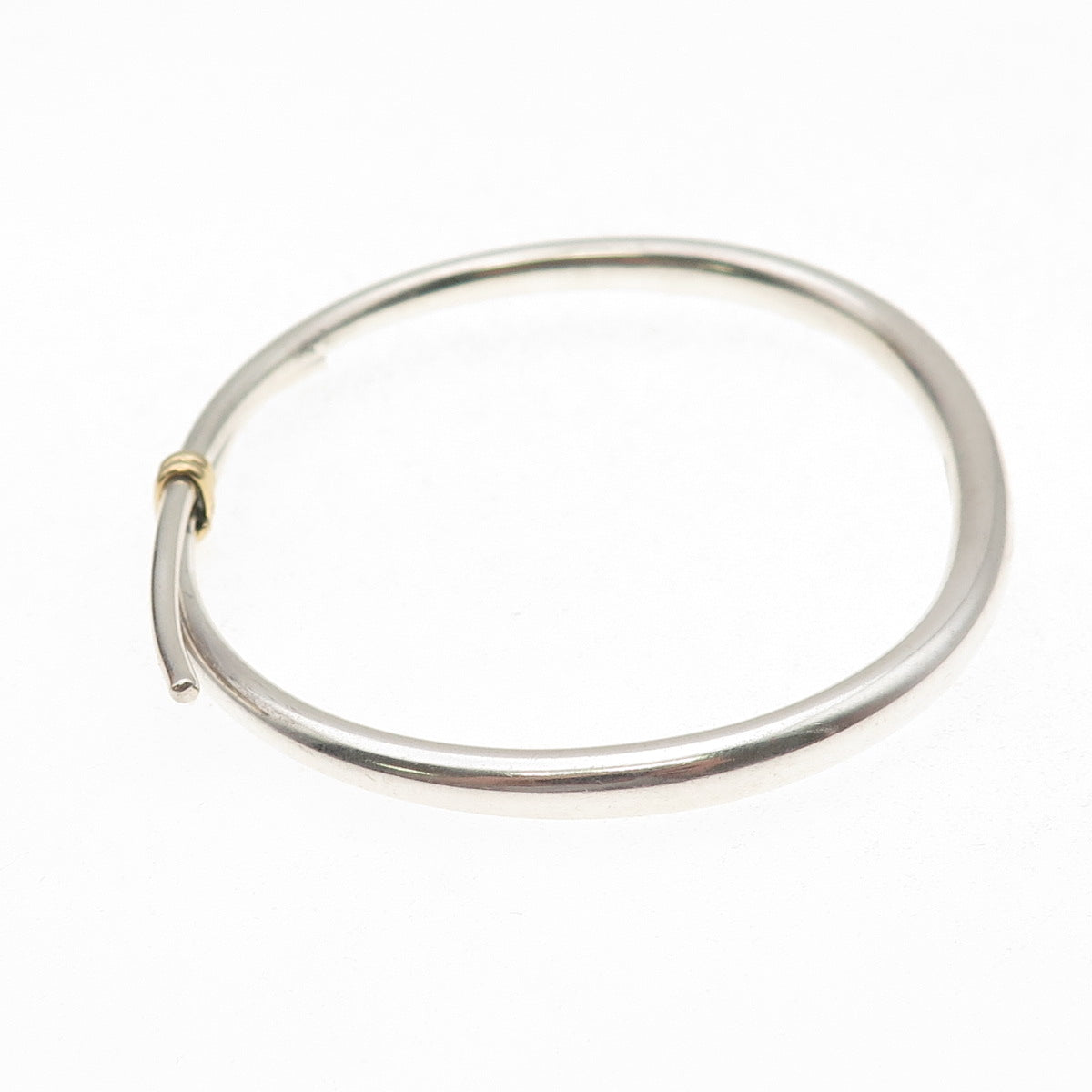 Ed Levin 925 Sterling Silver 18K Gold Vintage Modernist Bangle Bracelet 7.5"
