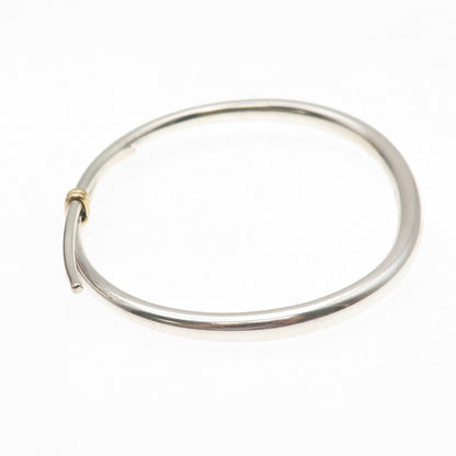Ed Levin 925 Sterling Silver 18K Gold Vintage Modernist Bangle Bracelet 7.5"