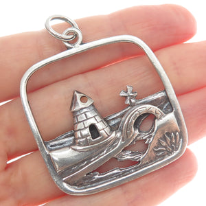 NAPIER 925 Sterling Silver Vintage Windmill & Lighthouse Oxidized Pendant