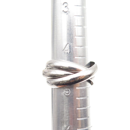 925 Sterling Silver Vintage Italy Interlocked Trinity Band Ring Size 4.75