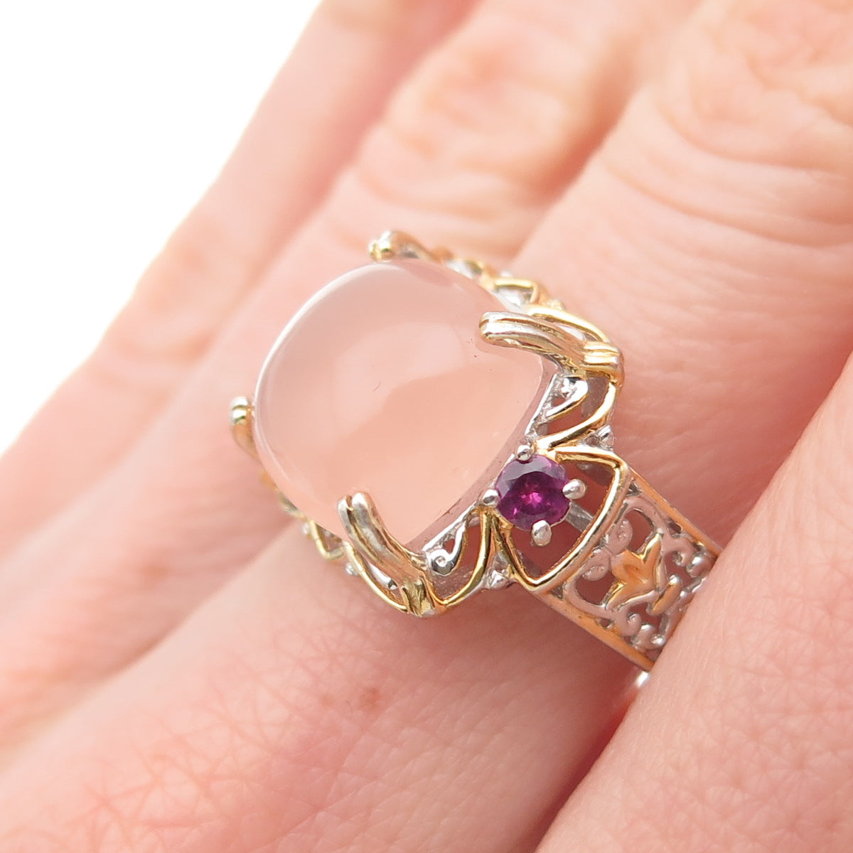 MICHAEL VALITUTTI Gems En Vogue 925 Sterling Rose Quartz Amethyst Ring Size 8.25