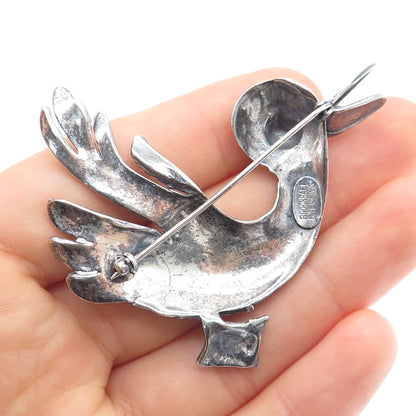 BROOKRAFT 925 Sterling Silver Vintage Duck Oxidized Pin Brooch