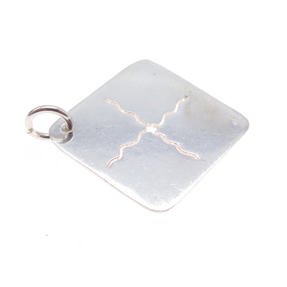 925 Sterling Silver Vintage Modernist X Symbol Charm Pendant