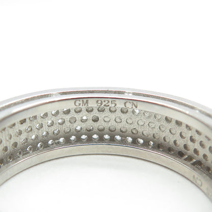 925 Sterling Silver Pave C Z All Around Eternity Band Ring Size 13.5