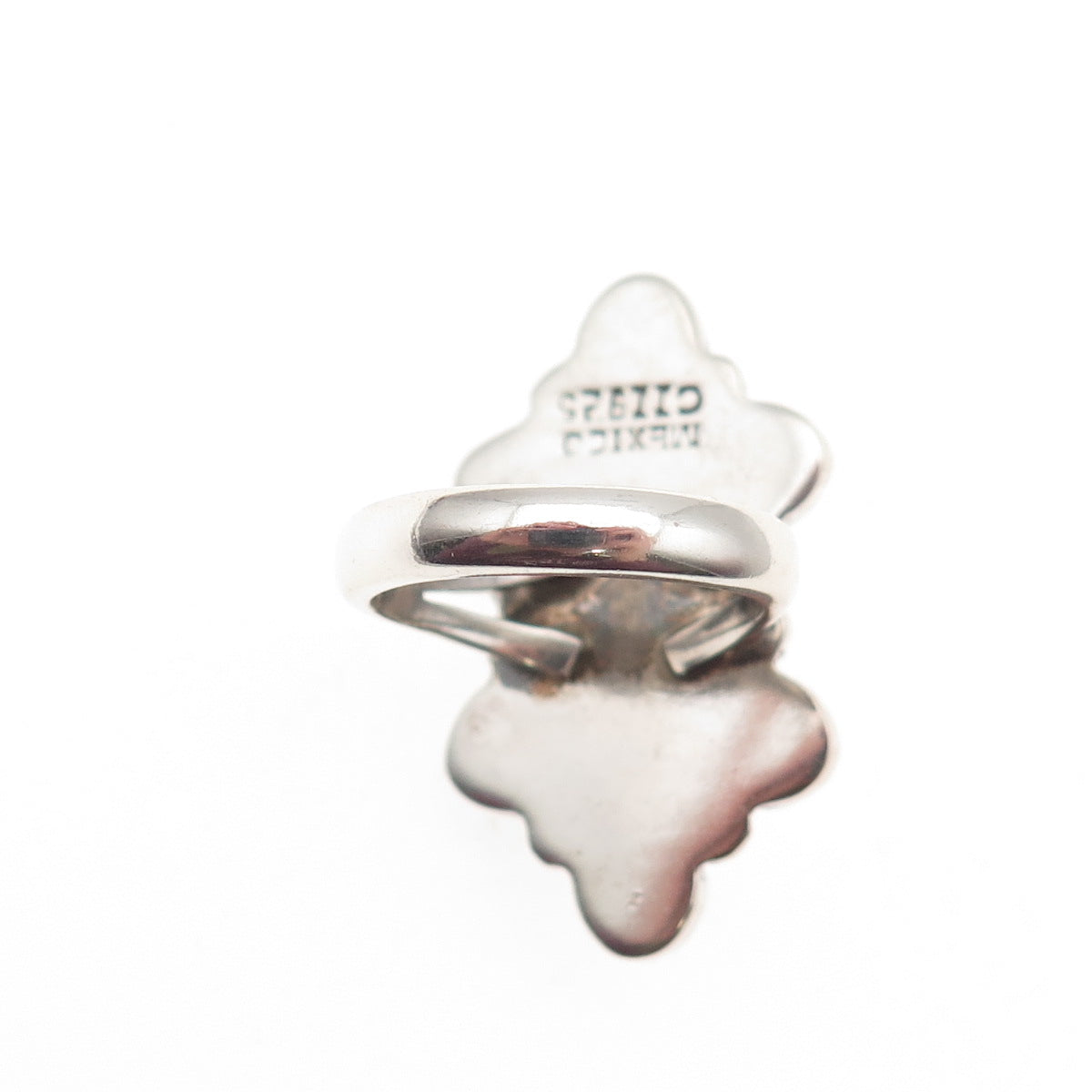 925 Sterling Silver Vintage CII Mexico Real Lace Agate Oxidized Ring Size 7