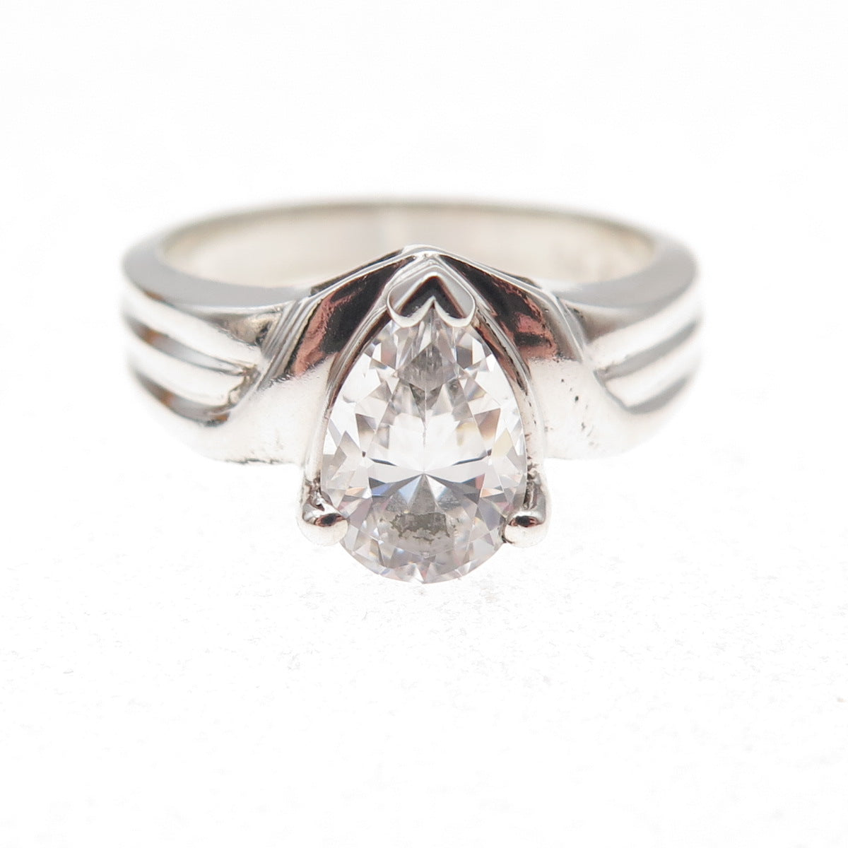 Joseph Demarco 925 Sterling Silver Pear-Cut C Z Ring Size 6.75