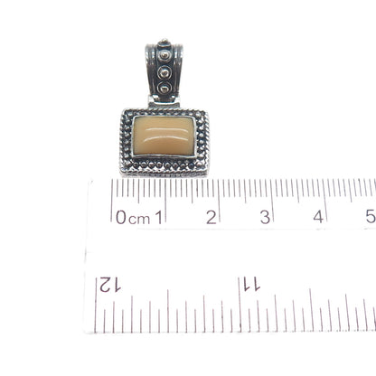 925 Sterling Silver Vintage Real Jasper Beaded Oxidized Charm Pendant