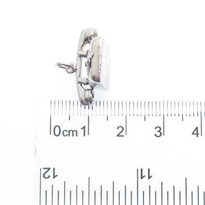 925 Sterling Silver Antique Hello Rotary Dial Retro Phone Minimalist 3D Pendant