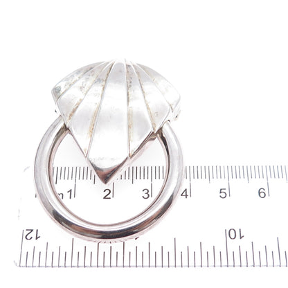 KRYPELL 925 Sterling Silver Vintage Modernist Door Knocker Oxidized Pin Brooch
