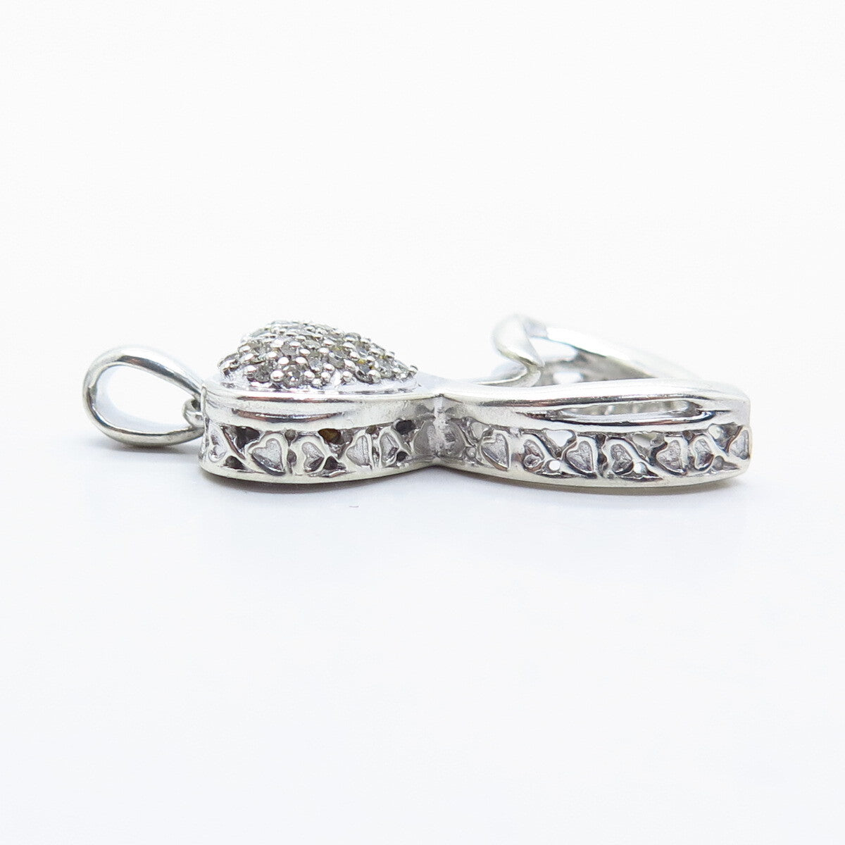 925 Sterling Silver Real Smoky Diamond Hearts Pendant