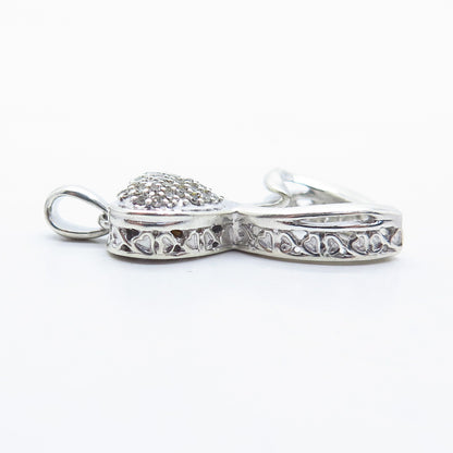 925 Sterling Silver Real Smoky Diamond Hearts Pendant