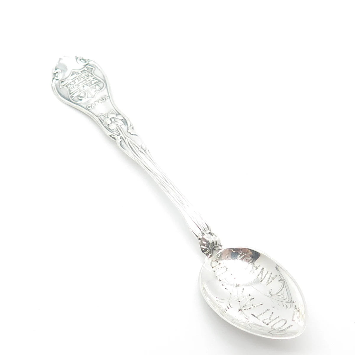 925 Sterling Silver Antique Canada Port Arthur Floral Tea Spoon