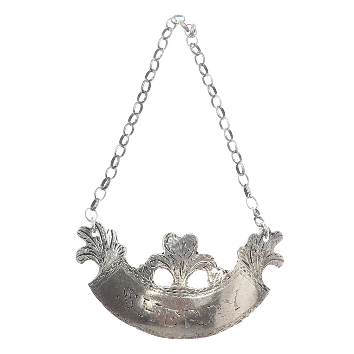 METROPOLITAN MUSEUM OF ART 925 Sterling Silver Vintage "Sherry" Bottle Tag 4"