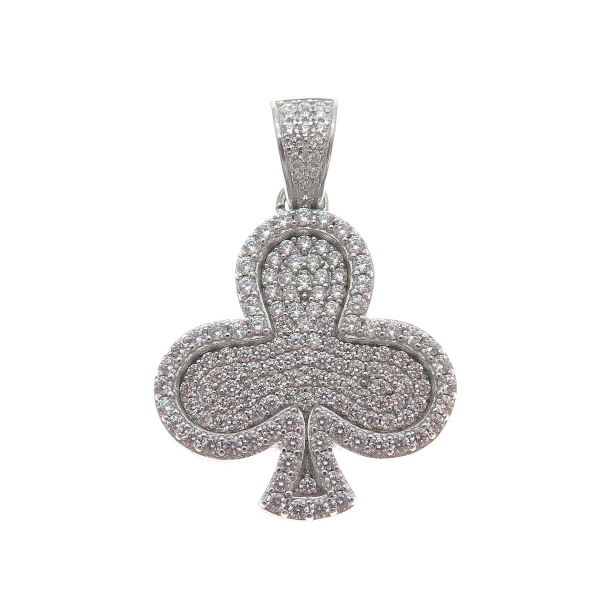 DADWANI 925 Sterling Silver C Z Clubs Playing Card Suits Sparkle Pendant