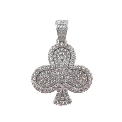 DADWANI 925 Sterling Silver C Z Clubs Playing Card Suits Sparkle Pendant