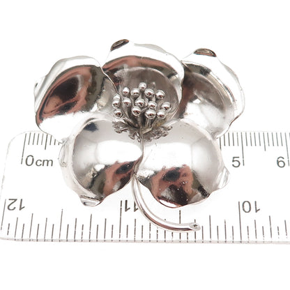 835 Silver Vintage Modernist Floral Oxidized Pin Brooch