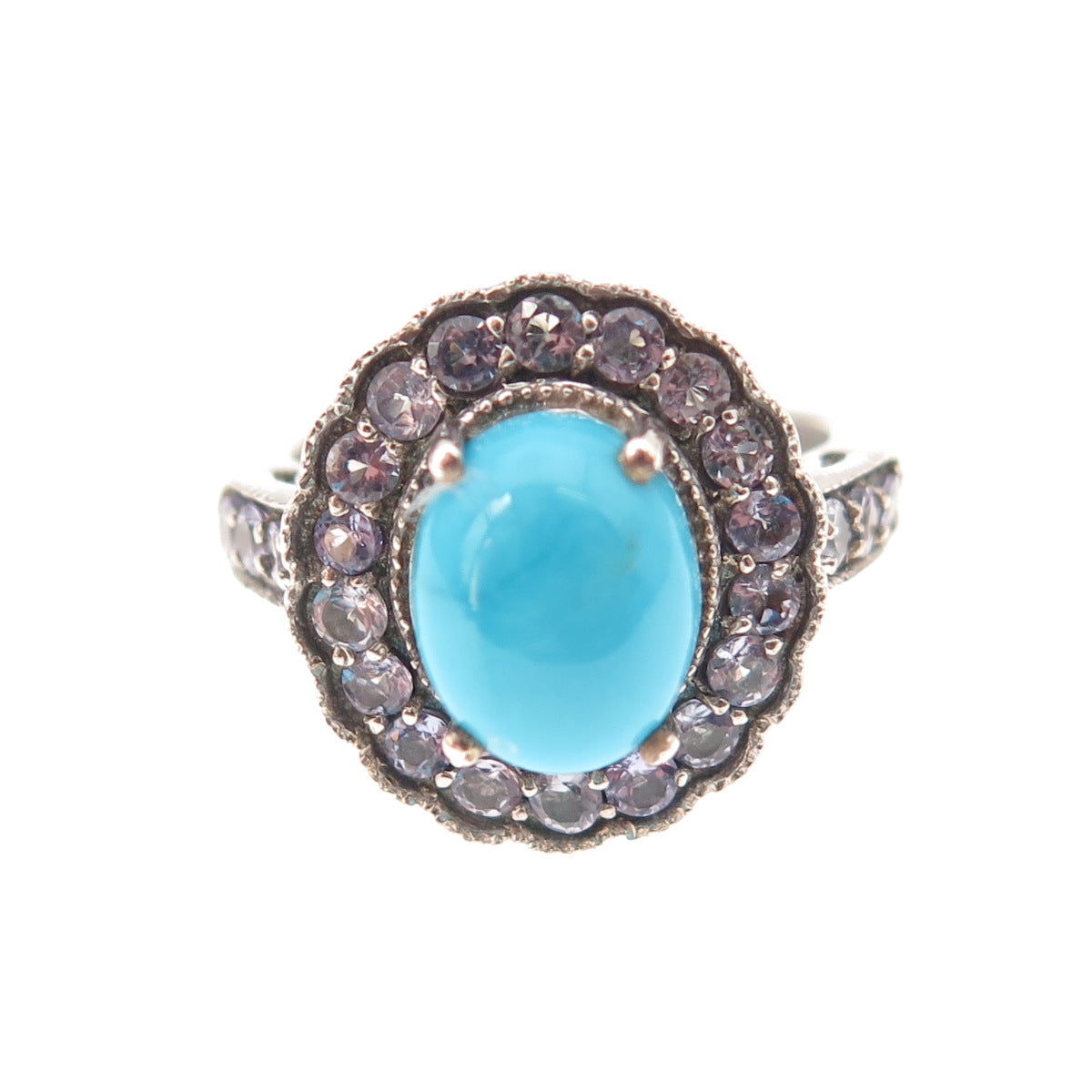Chuck Clemency 925 Sterling Real Sleeping Beauty Turquoise Tanzanite Ring Size 7