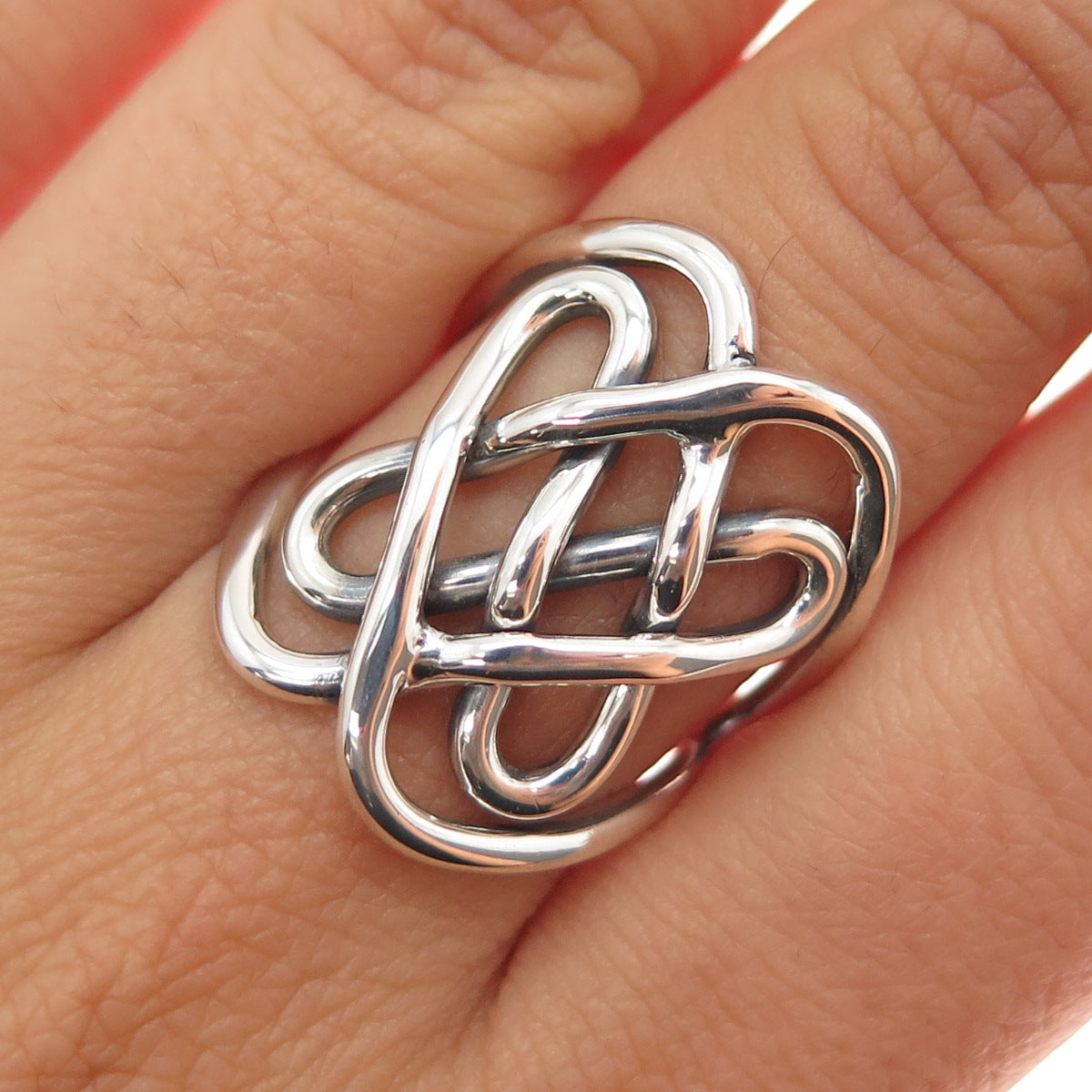 925 Sterling Silver Vintage Mexico Knot Oxidized Ring Size 7.25