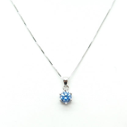 SWAROVSKI 925 Sterling Silver Italy Blue Crystal Box Chain Necklace 16-18"