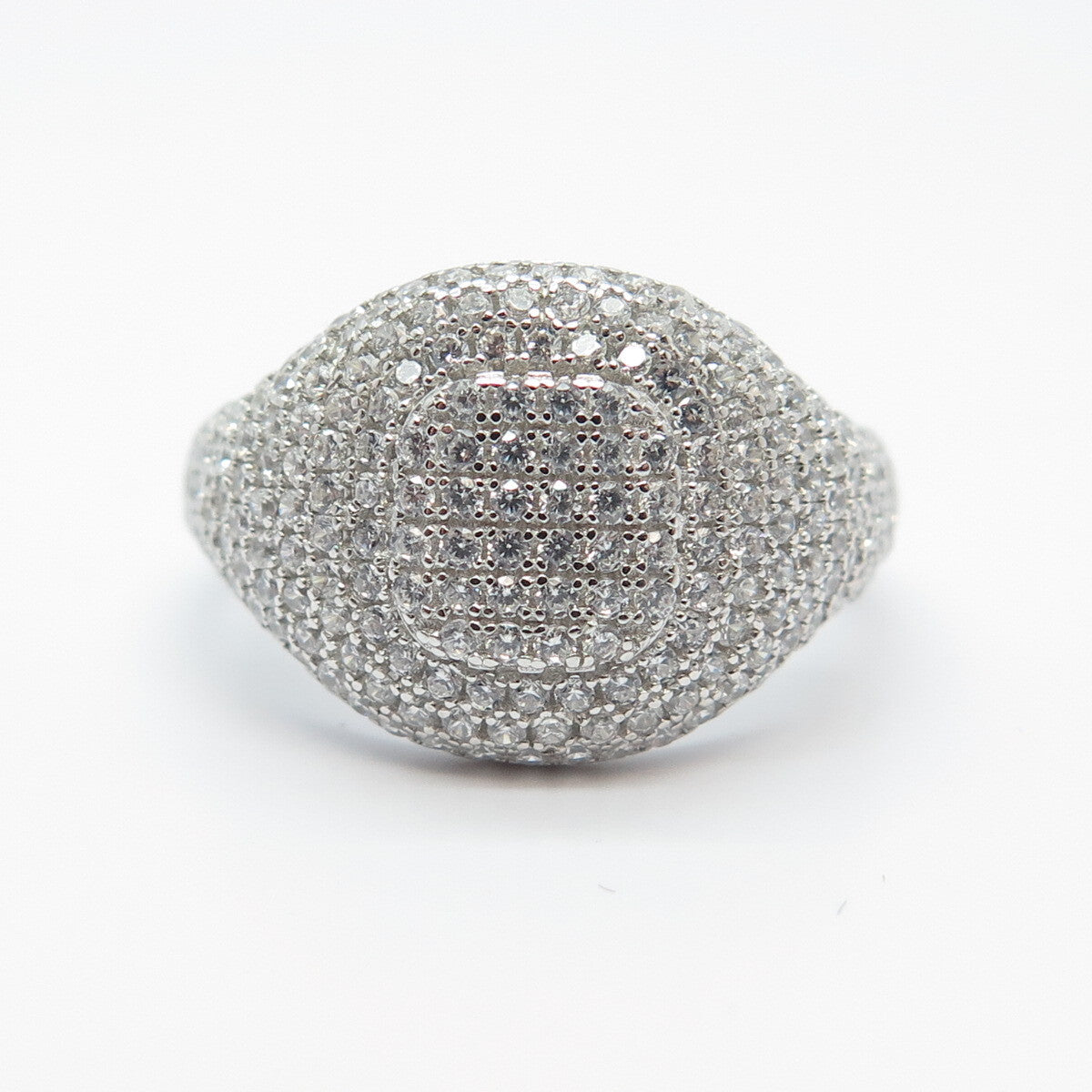 925 Sterling Silver Pave C Z Ring Size 7.75