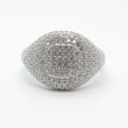 925 Sterling Silver Pave C Z Ring Size 7.75