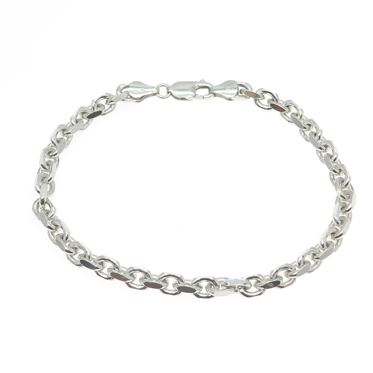 KARIZIA SPA KA 1772 Sterling Silver Italy Cable Link Bracelet 8.5"