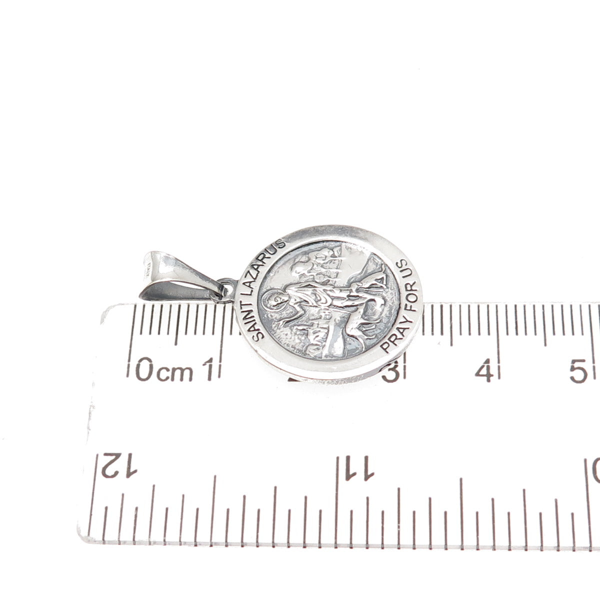 925 Sterling Silver Vintage Italy Saint Lazarus Oxidized Charm Pendant