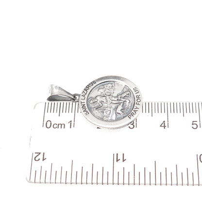 925 Sterling Silver Vintage Italy Saint Lazarus Oxidized Charm Pendant