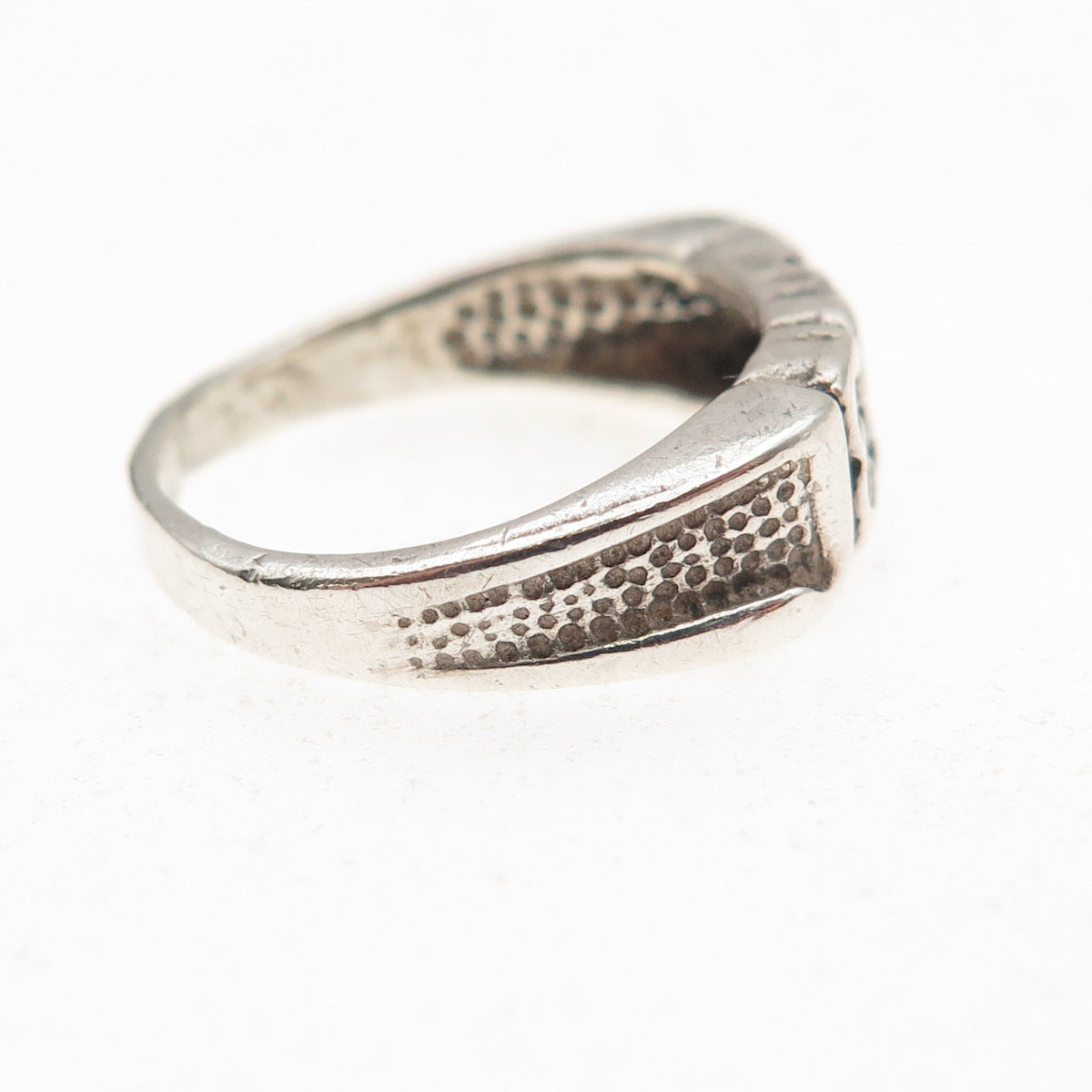 925 Sterling Silver Vintage Jesus Oxidized Name Ring Size 4.75