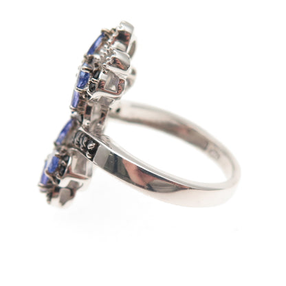 Chuck Clemency 925 Sterling Silver Real Tanzanite & Black Spinel Ring Size 8.25