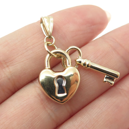 14K Yellow & White Gold Heart Key Minimalist Multi-Charm Pendant